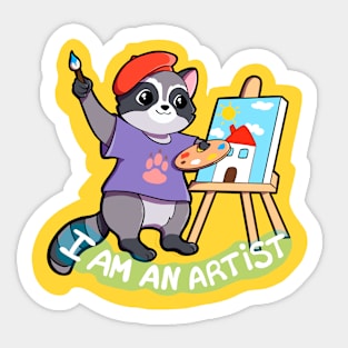 Raccon Artist Sticker